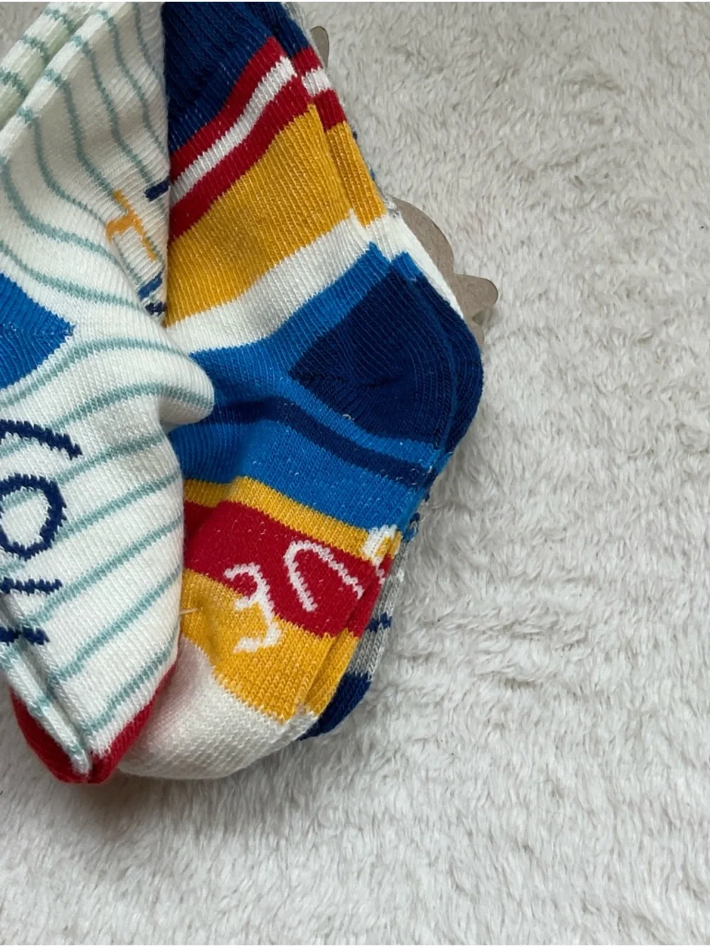 Ellen DeGeneres Kids Crew Socks - Gray, Blue, Red Accents